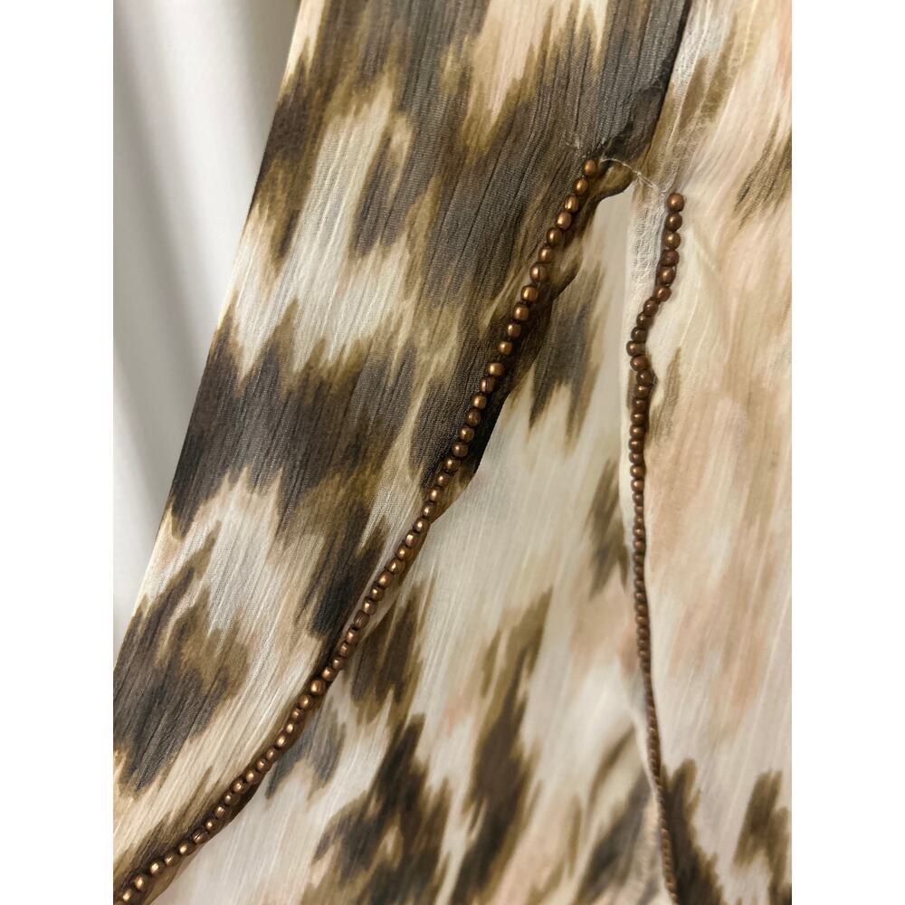 Chico’s Sheer Metal Embellishment Longline Split Sleeve Tunic Top Large Boho - Picture 8 of 13